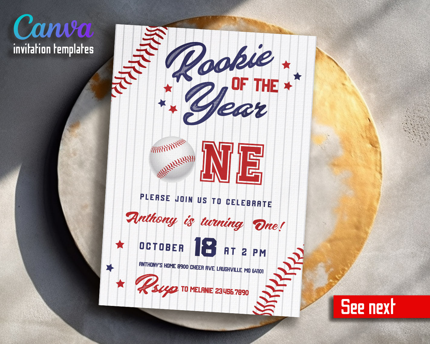 Baseball MLB Sport customizable invitation template | Share or Print | boy | RF485