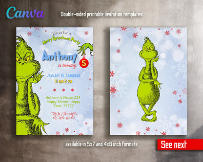 The Grinch  Merry Grinchmas customizable invitation template | Share or Print |  | GM831