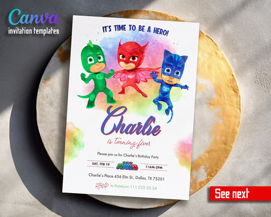 PJ Masks customizable invitation template | Share or Print | | GP238