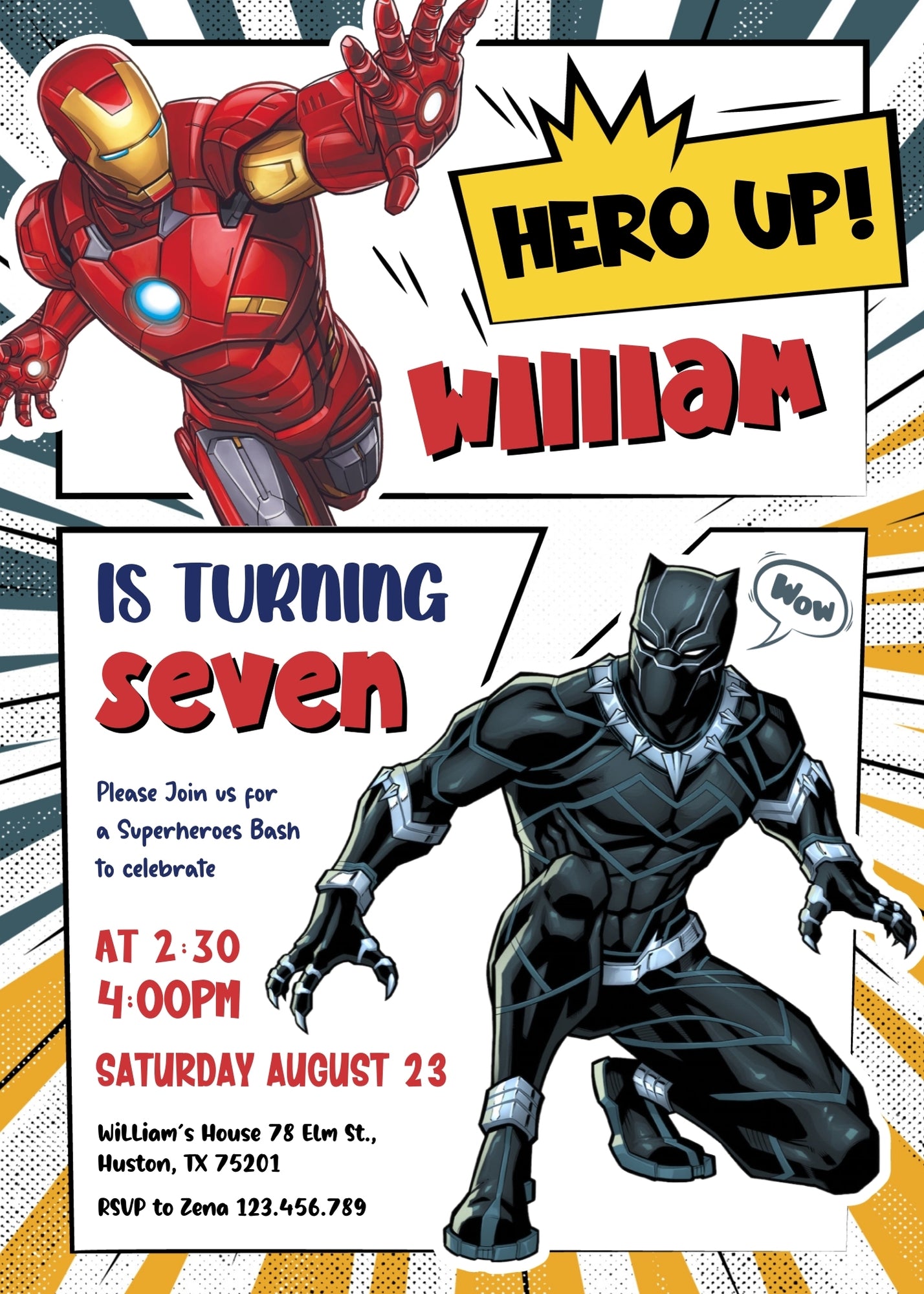 Avengers Marvel Superhero  customizable invitation template | Share or Print | boy | JM768