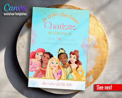 Disney Princess  customizable invitation template | Share or Print | girl | BU226