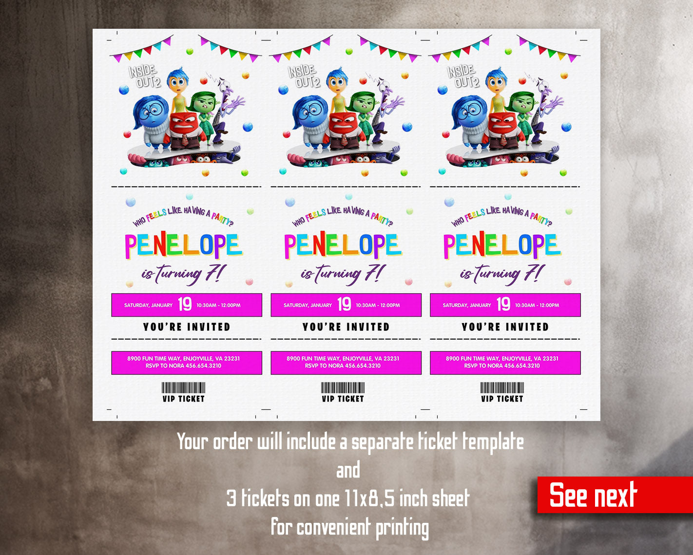 Inside Out 2 customizable invitation template | Share or Print |  | RU416