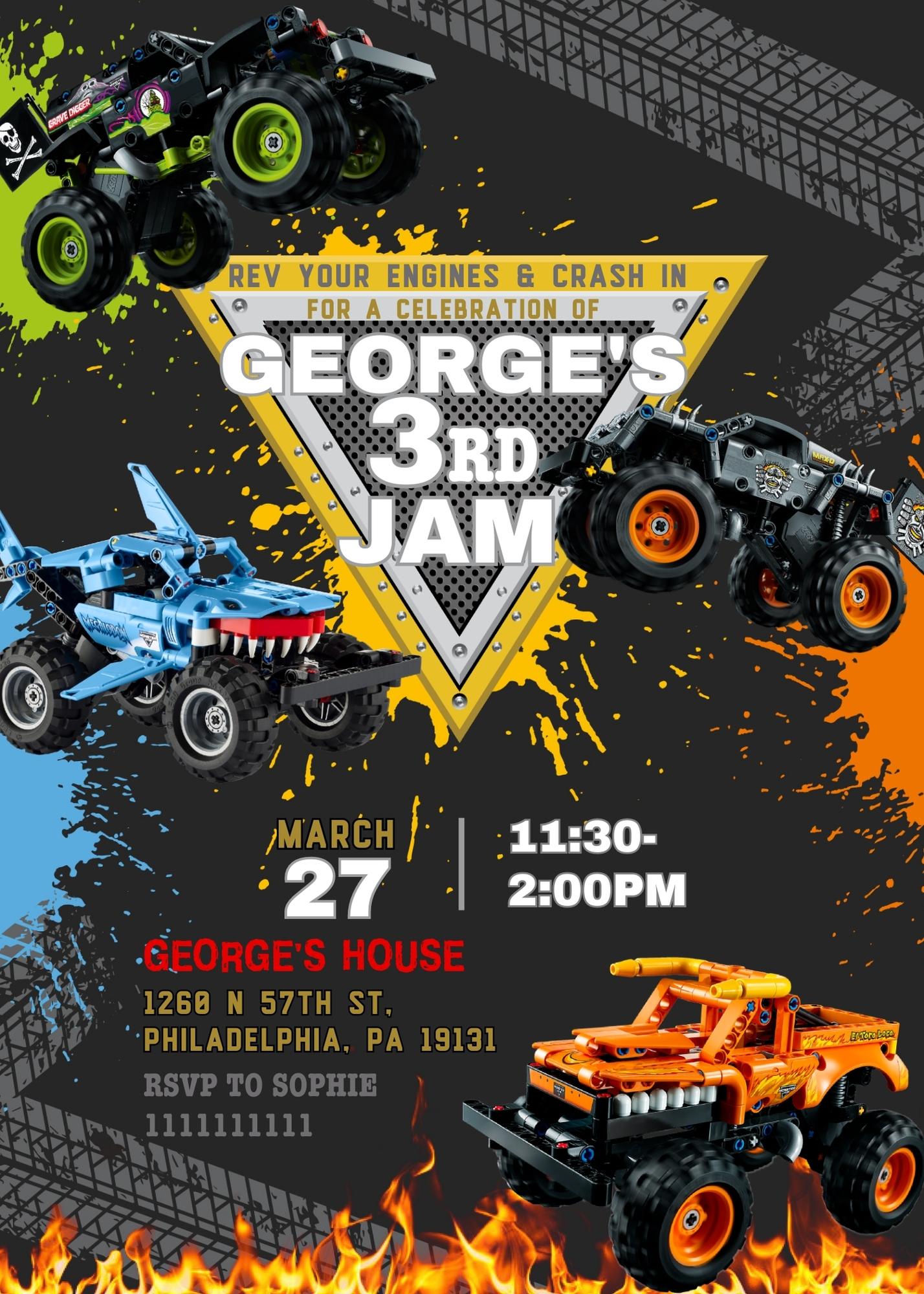 Monster Jam customizable invite template boy | instant download | Share or Print | GA072