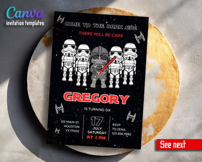 Star Wars Darth Vader  customizable invitation template | Share or Print | boy | SL880