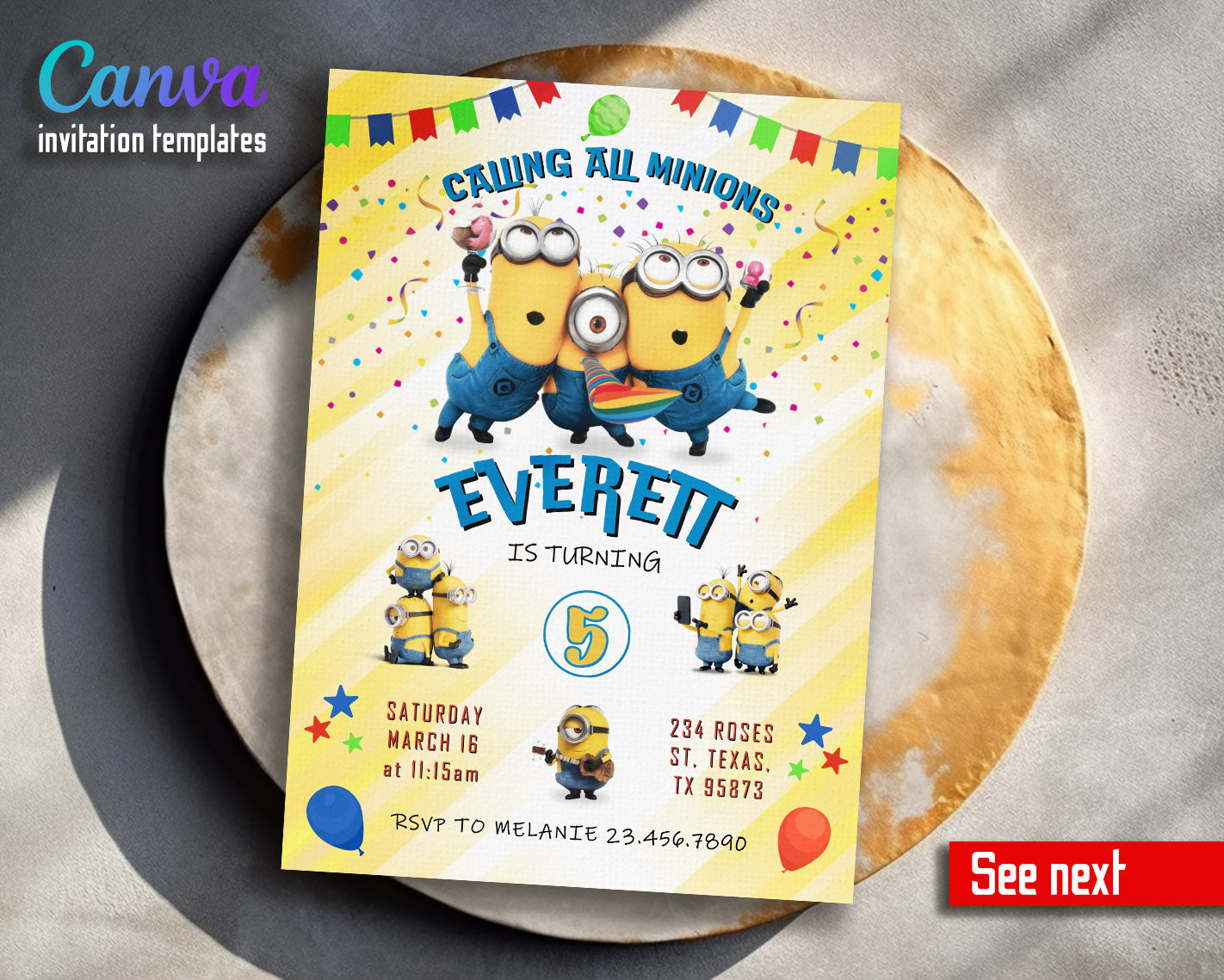 Minions Despicable Me customizable invitation template | Share or Print | | OI972