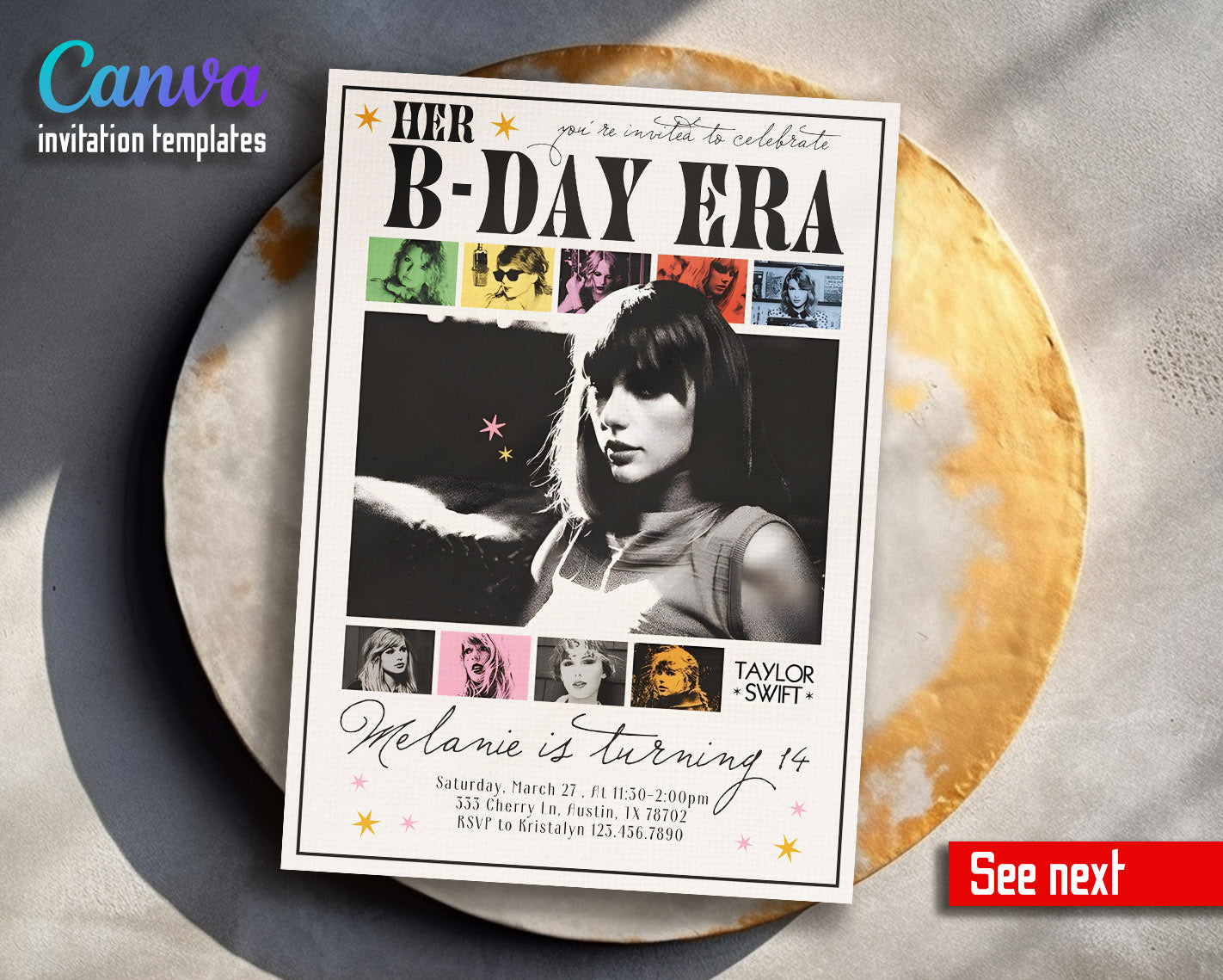 Taylor Swift Eras Tour  customizable invitation template | Share or Print | girl | RG549