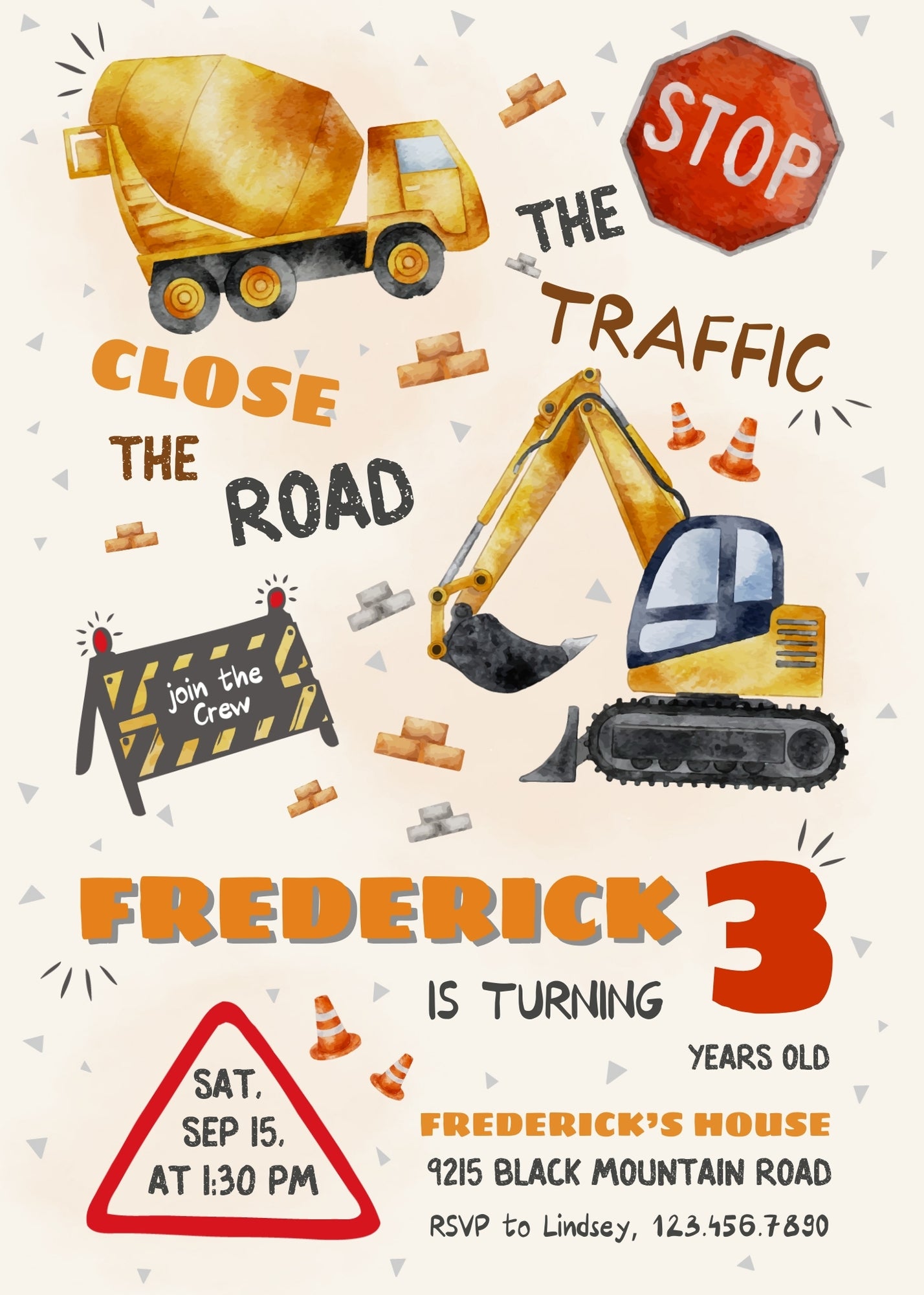 Dump Truck Construction customizable invitation template | Share or Print | boy | ZV125