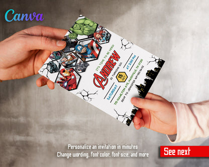 Avengers Marvel Superhero  customizable invitation template | Share or Print | boy | BG888