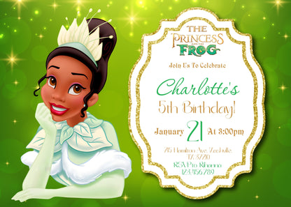 Tiana Frog Princess  customizable invitation template | Share or Print | girl | CY011