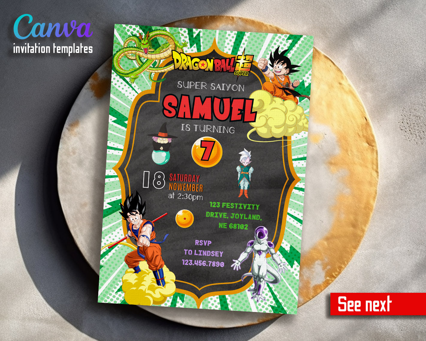 Dragon Ball Z Anime  customizable invitation template | Share or Print | boy | SB476