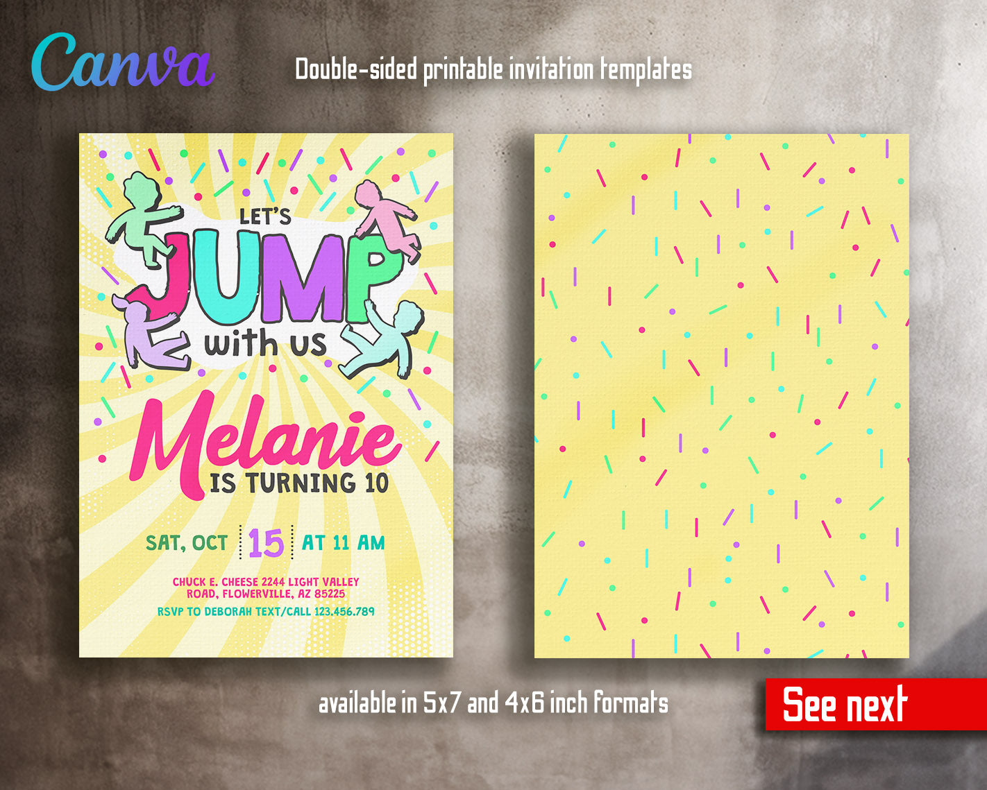 Trampoline Jump Party  customizable invitation template | Share or Print |  | BF814