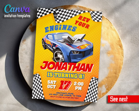 Hot Wheels Racing  customizable invitation template | Share or Print | boy | ZV697