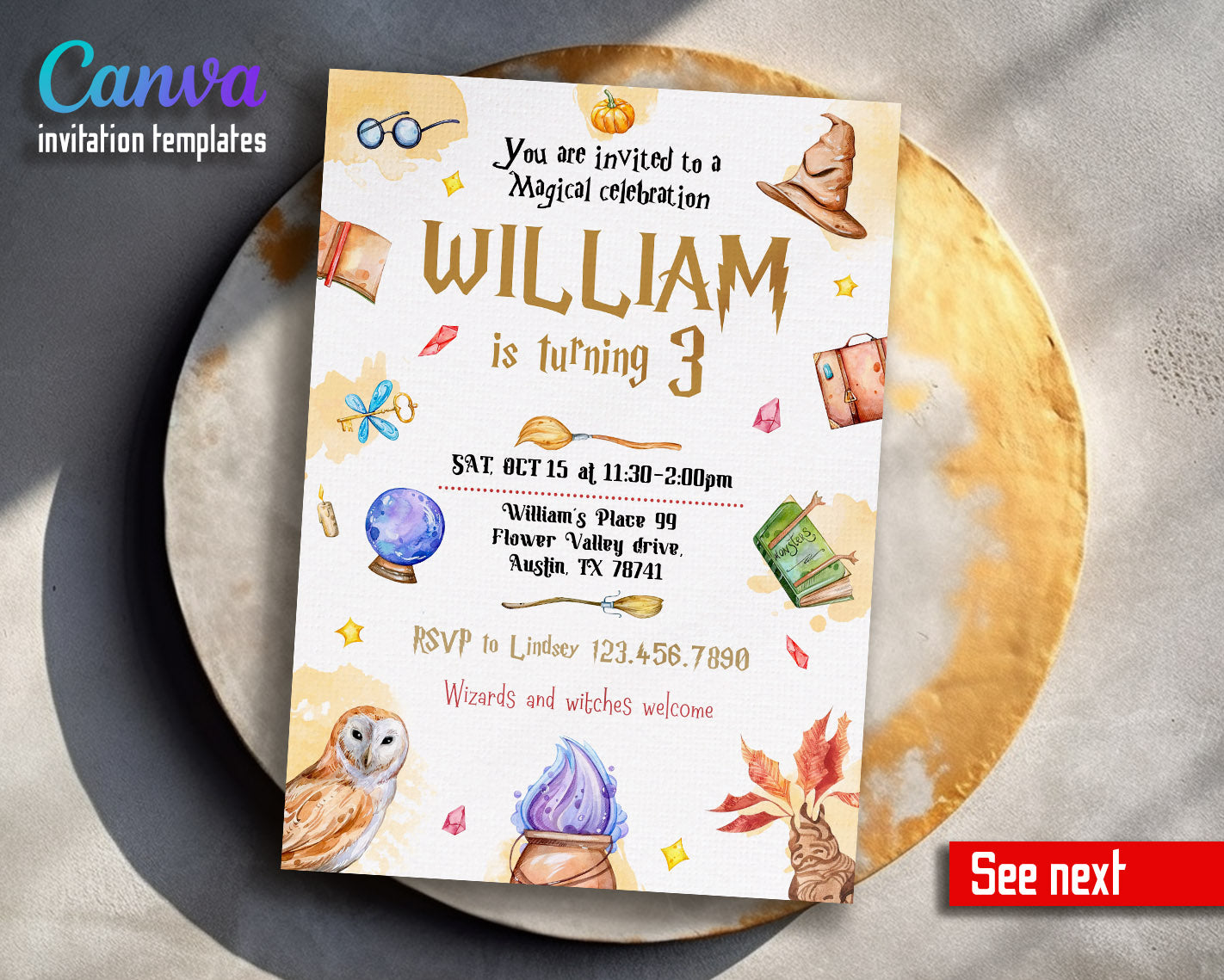 Harry Potter  customizable invitation template | Share or Print |  | AJ348