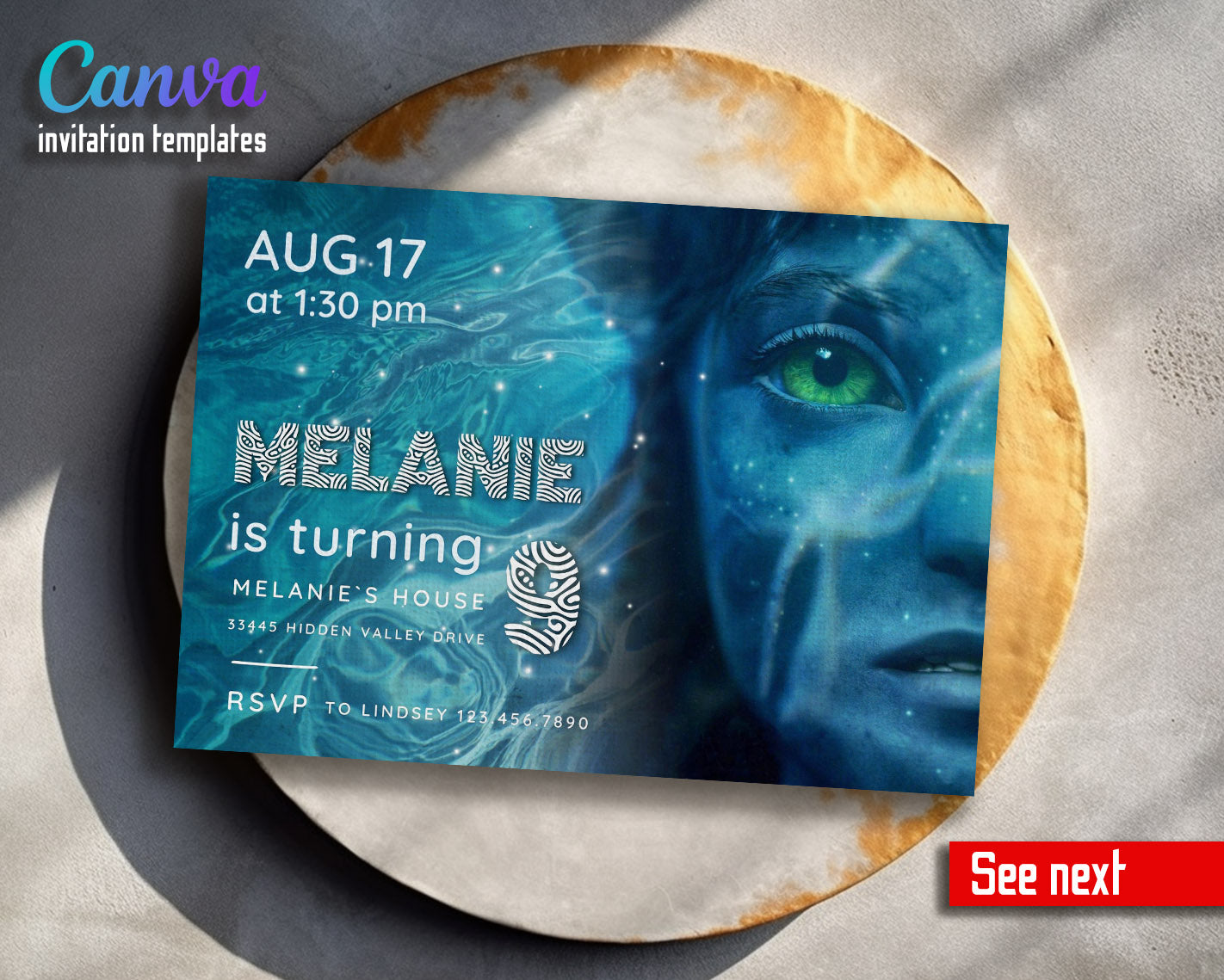 Avatar The Way of Water customizable invitation template | Share or Print |  | VD867