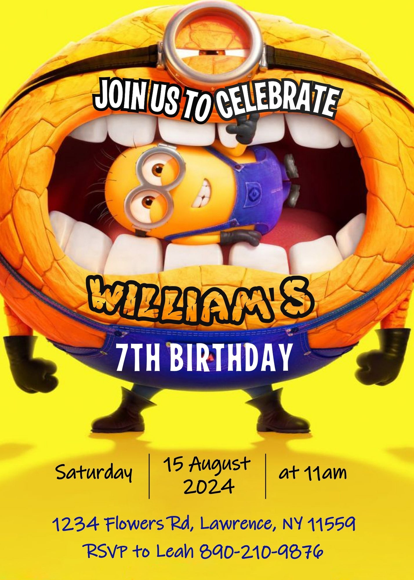 Despicable Me Minions  customizable invitation template | Share or Print |  | MK911