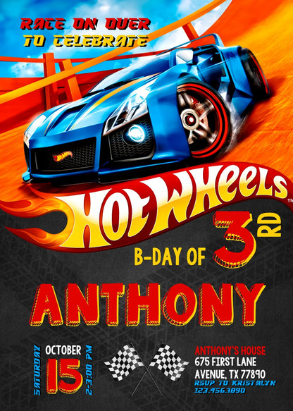 Hot Wheels Racing  customizable invitation template | Share or Print | boy | ML294