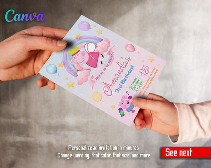 Peppa Pig customizable invitation template | Share or Print | girl | BQ268