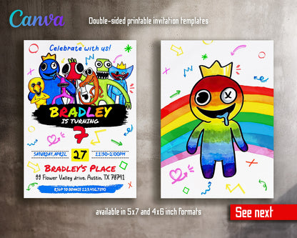 Rainbow Friends  customizable invitation template | Share or Print |  | DU699