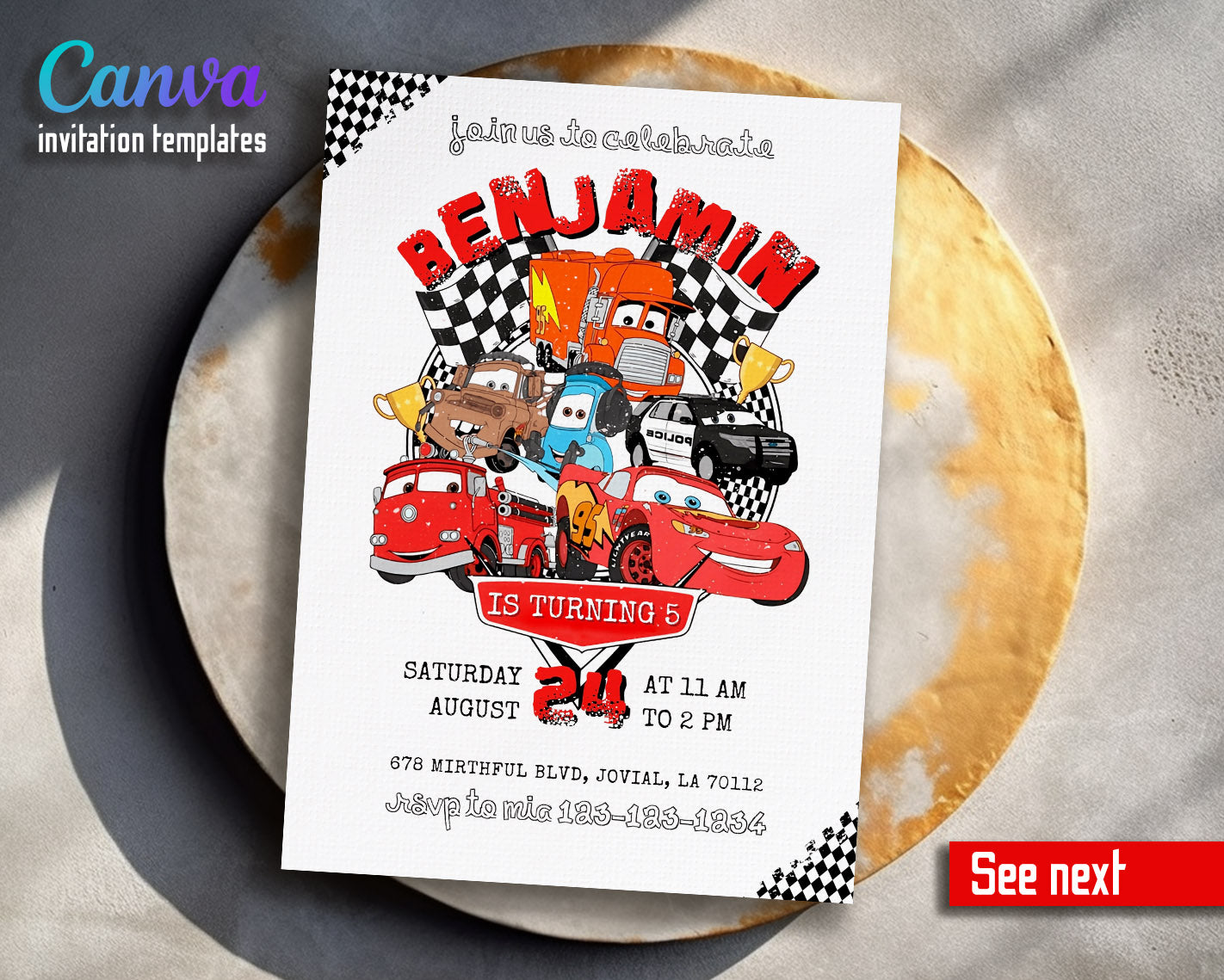 Cars Lightning McQueen customizable invitation template | Share or Print | boy | IP450