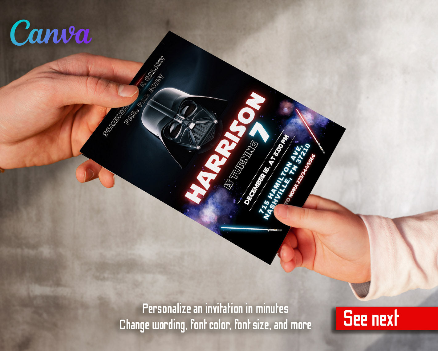 Star Wars Darth Vader  customizable invitation template | Share or Print | boy | YL721