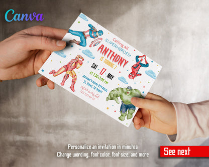 Avengers Marvel Superhero  customizable invitation template | Share or Print | boy | NR200