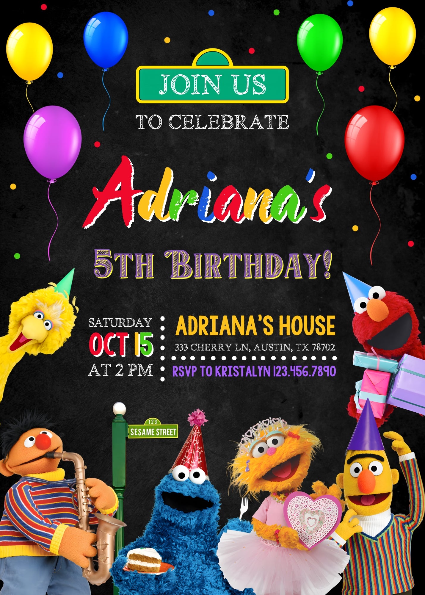 Sesame Street customizable invitation template | Share or Print |  | AV662