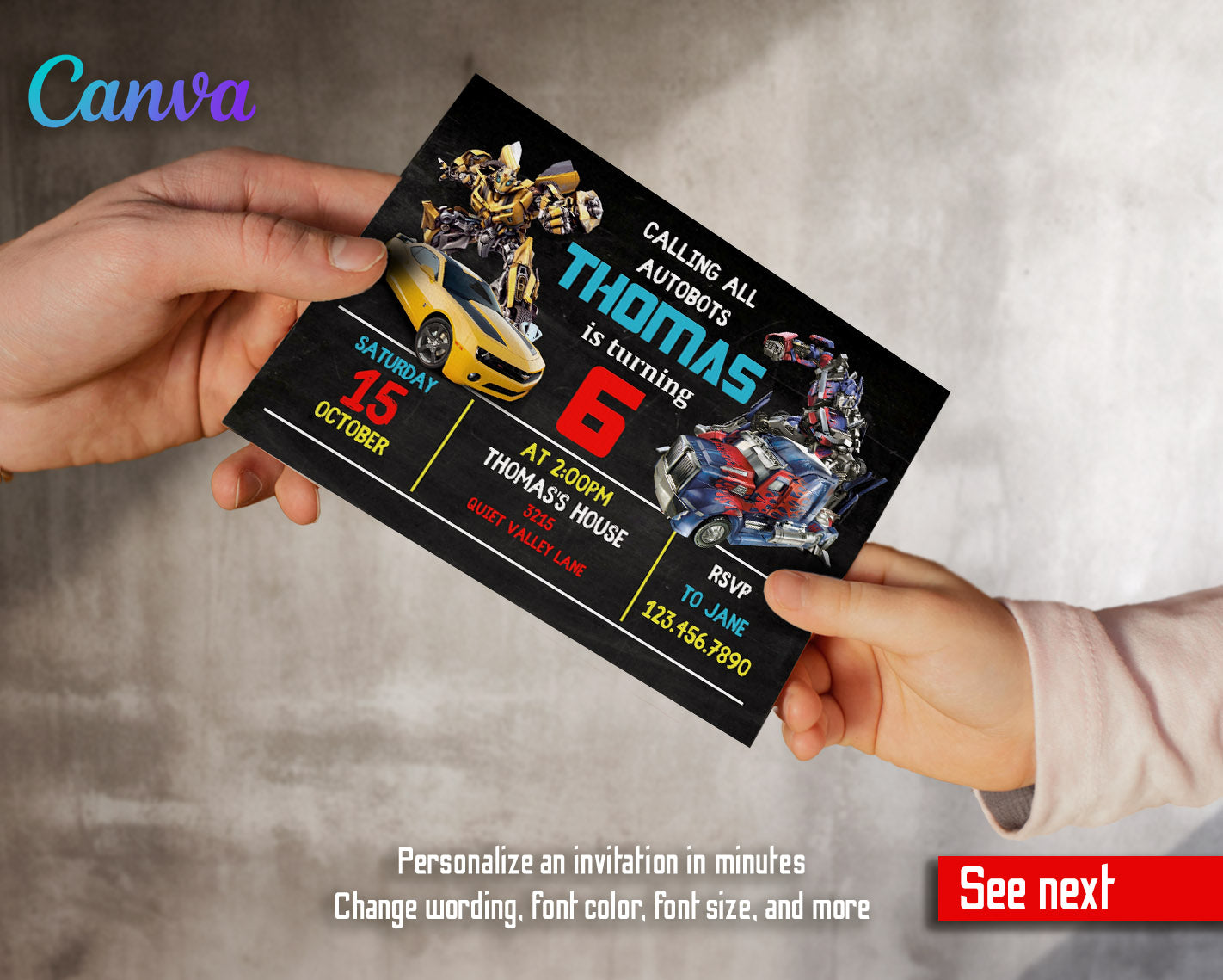 Transformers Rescue Bots customizable invitation template | Share or Print | boy | ST169