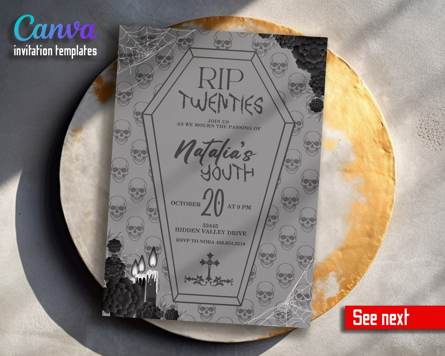 Rip Twenties Birthday customizable invitation template | Share or Print |  | FV445