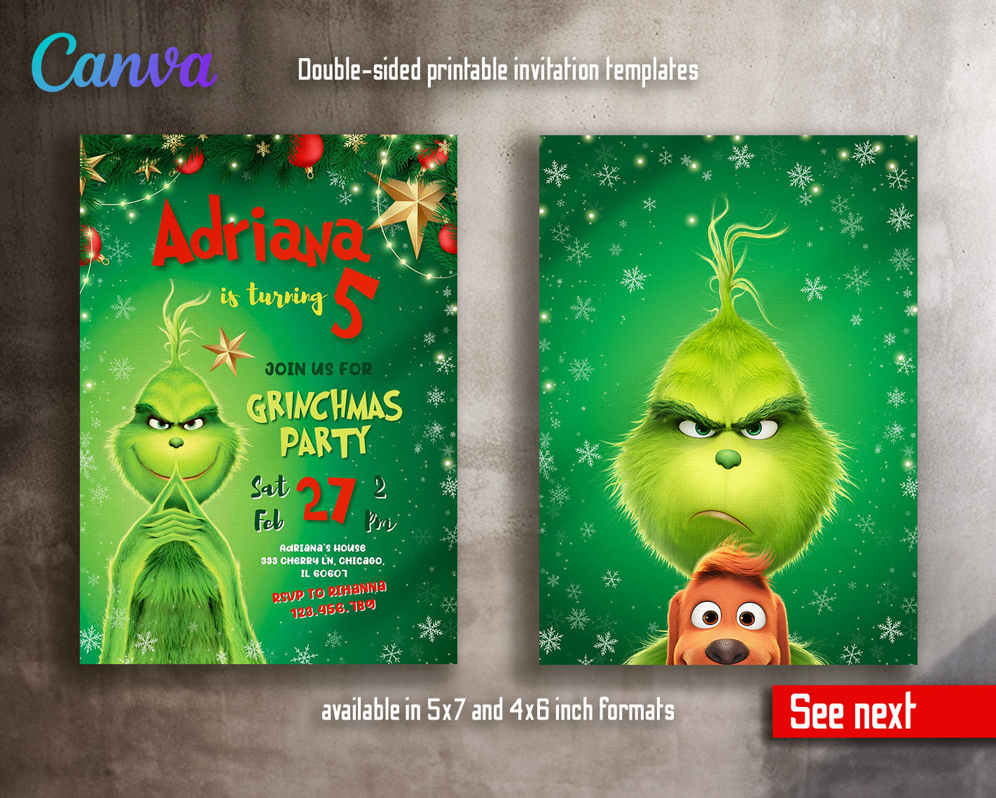 The Grinch  Merry Grinchmas customizable invitation template | Share or Print |  | JL198