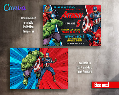 Avengers Marvel Superhero customizable invitation template | Share or Print | boy | WS356