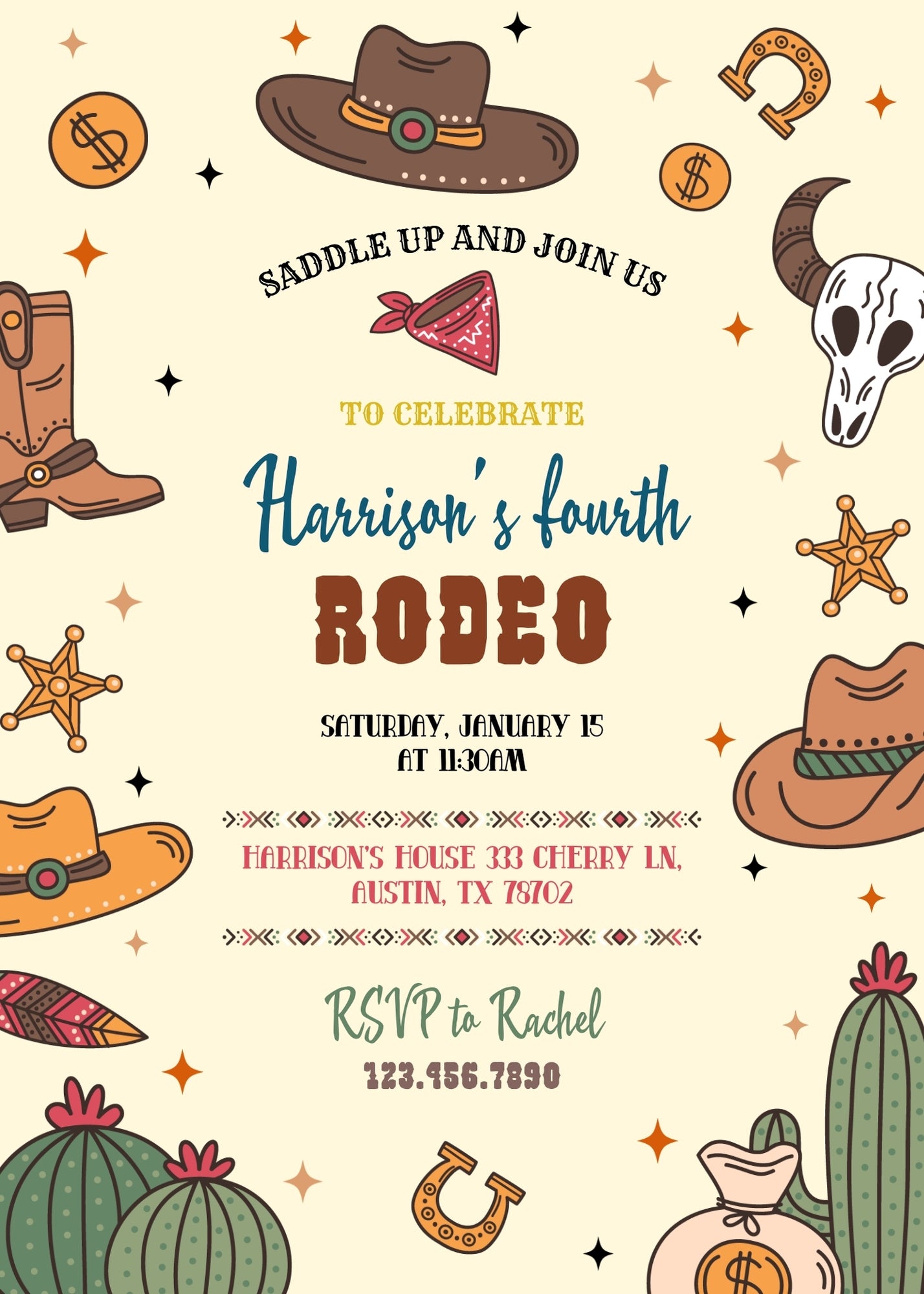 Cowboy Rodeo customizable invitation template | Share or Print | boy | ZL575