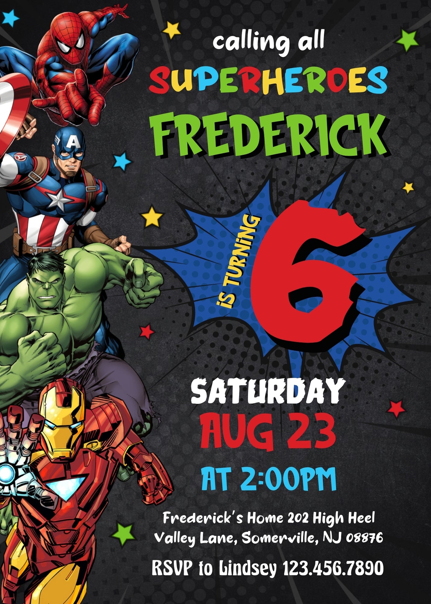 Avengers Marvel Superhero customizable invitation template | Share or Print | boy | AA470