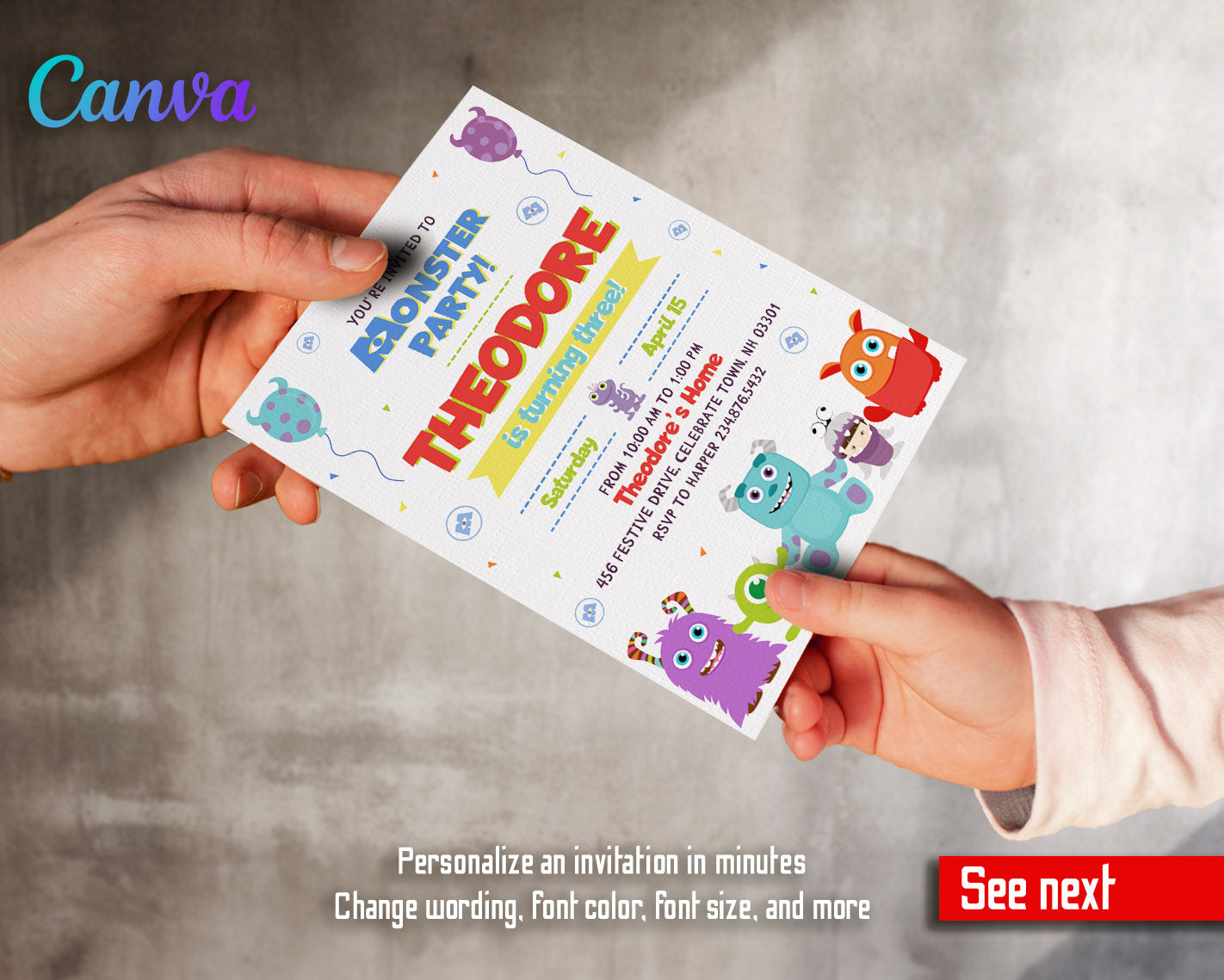 Monsters, Inc.  customizable invitation template | Share or Print |  | NC628