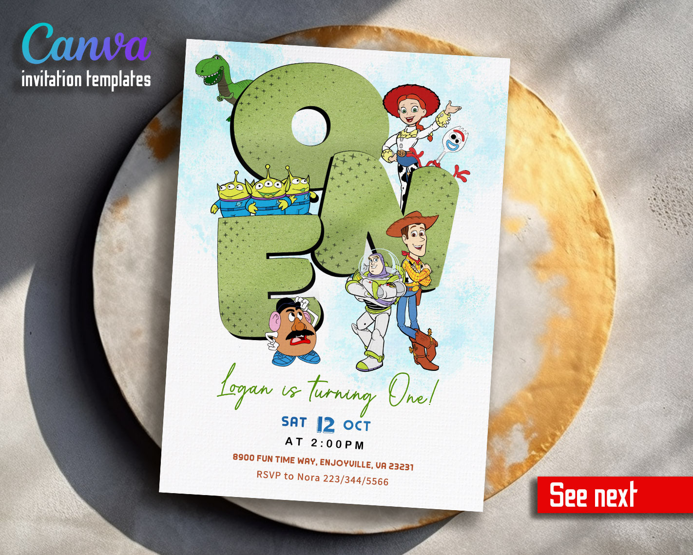 Toy Story Woody  customizable invitation template | Share or Print |  | JV031