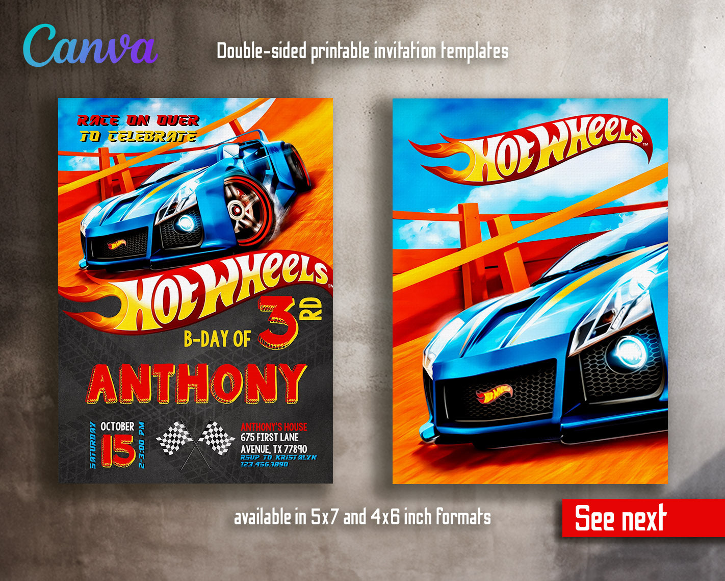 Hot Wheels Racing  customizable invitation template | Share or Print | boy | ML294