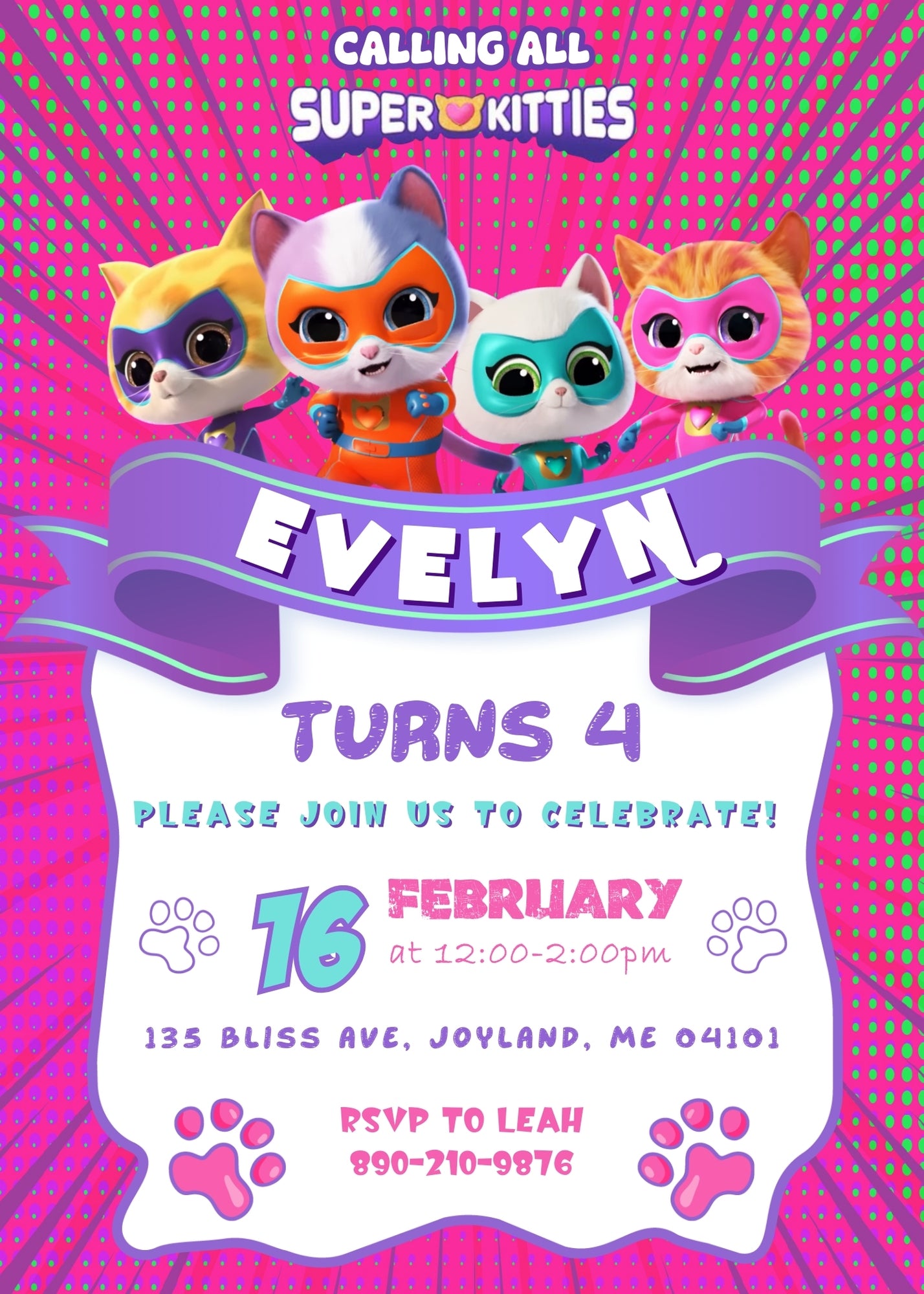 SuperKitties  customizable invitation template | Share or Print |  | AL156