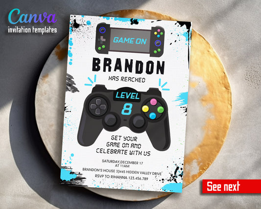 Gamer Party customizable invitation template | Share or Print | boy | WL275