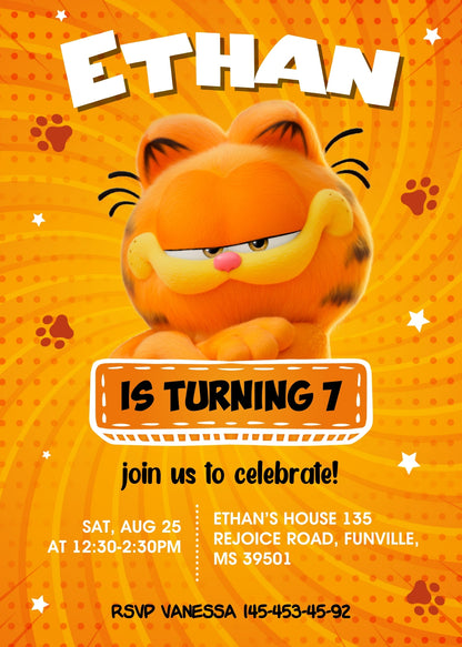 Garfield Orange Cat  customizable invitation template | Share or Print |  | RH627