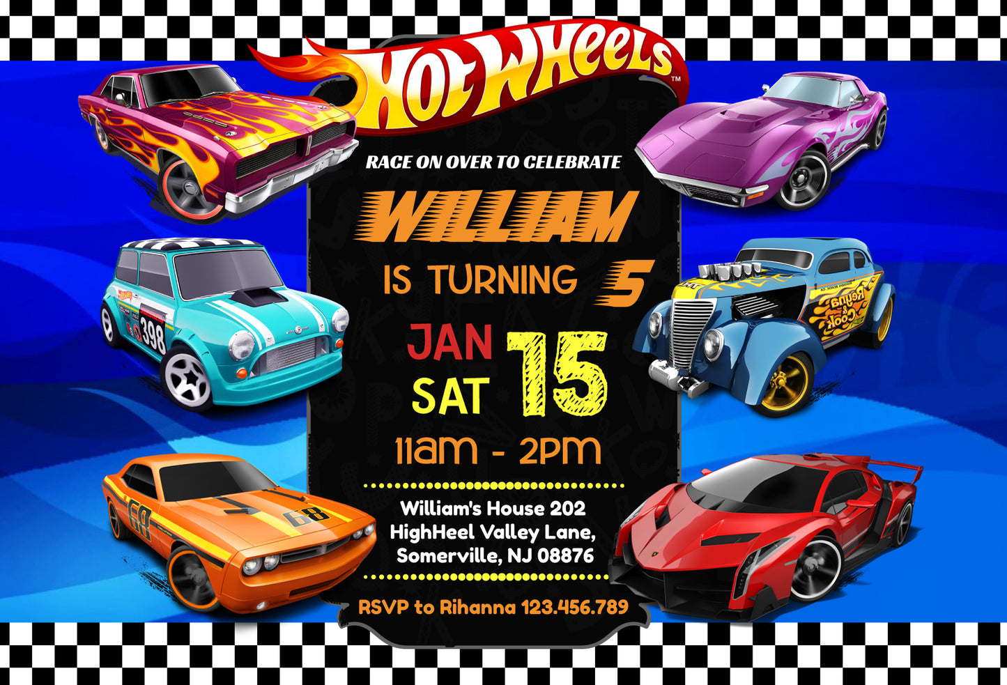 Hot Wheels customizable invite template boy | instant download | Share or Print | XQ718