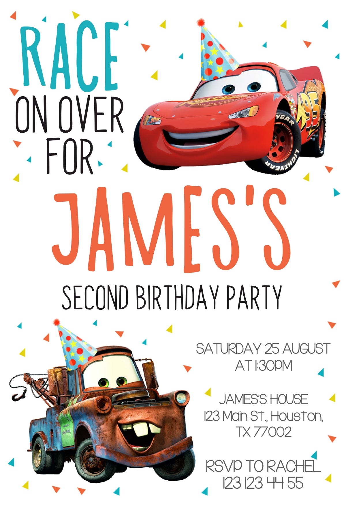 Cars Lighting McQueen customizable invite template | instant download | Share or Print | CY978