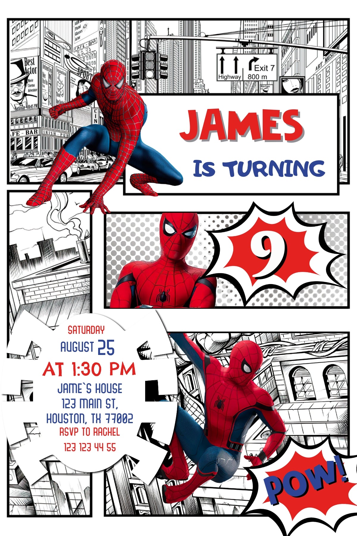 Spiderman customizable invite template | instant download | Share or Print | QH493