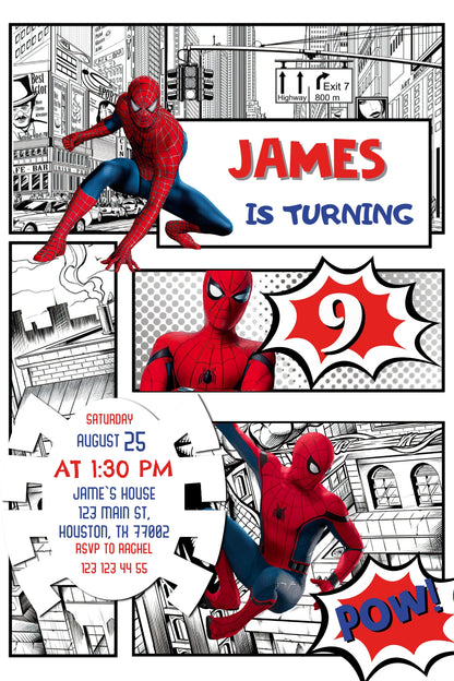 Spiderman customizable invite template | instant download | Share or Print | QH493