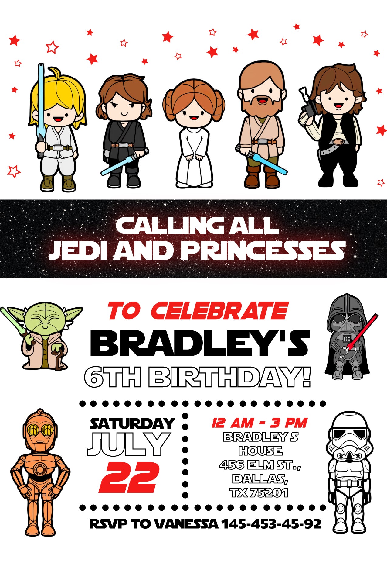 Star Wars customizable invite template | instant download | Share or Print | AR935