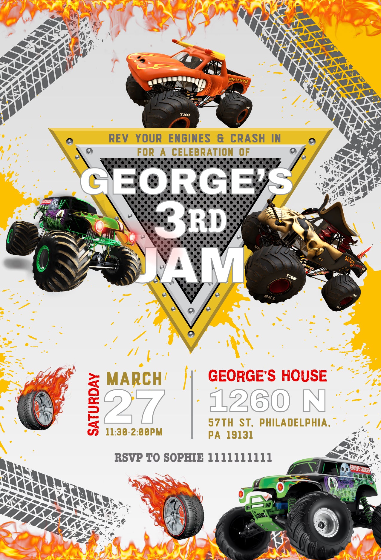 Monster Jam customizable invite template boy | instant download | Share or Print | GF122