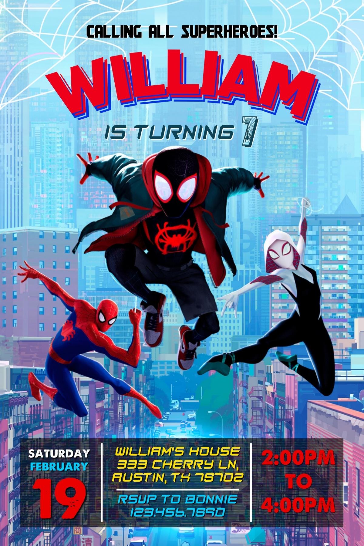 Spiderman Spider Verse customizable invite template | instant download | Share or Print | EE389