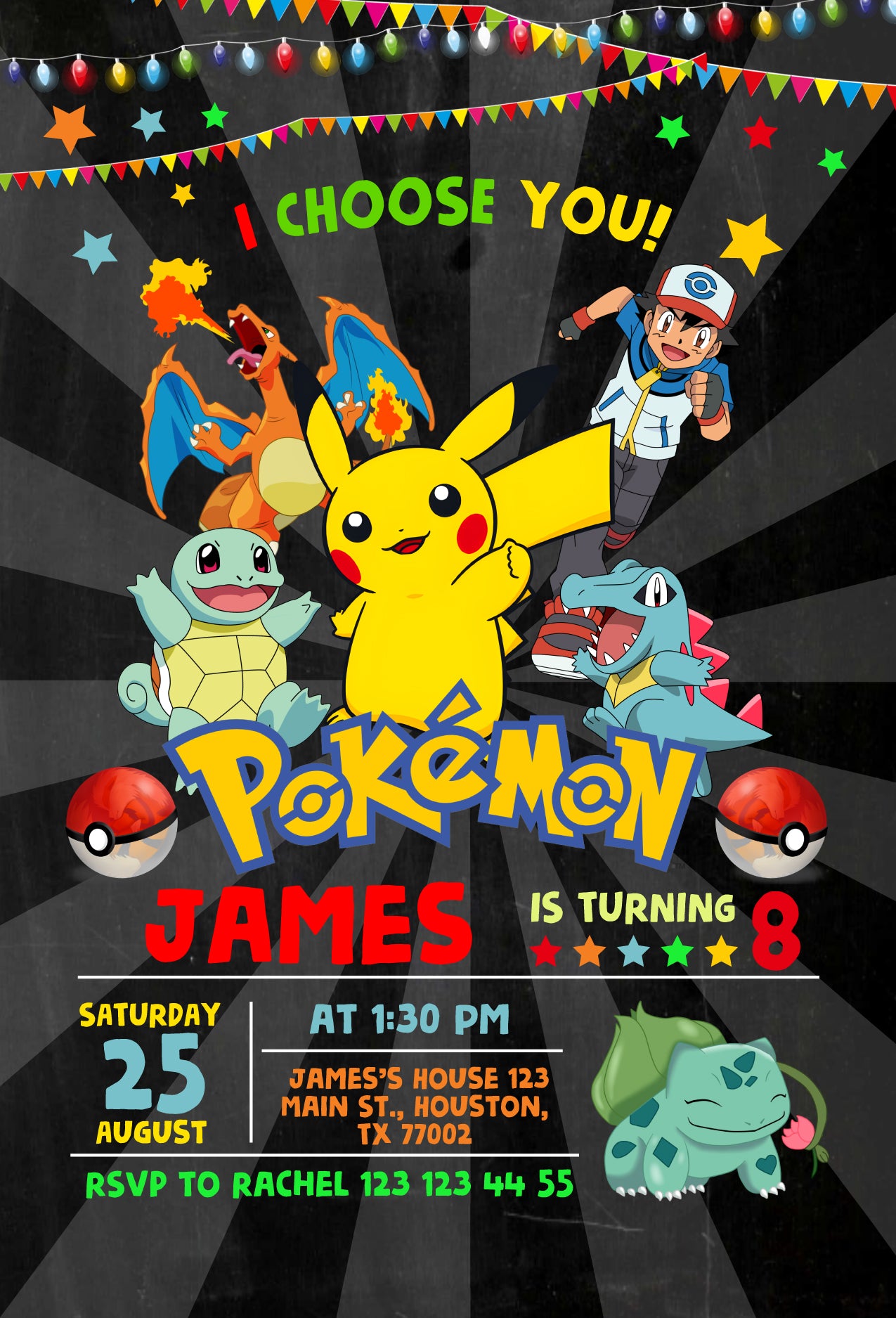 Pokemon customizable invite template | instant download | Share or Print | GF882