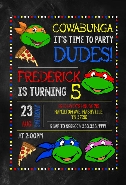 Teenage Mutant Ninja Turtles, TMNT customizable invite template boy | instant download | Share or Print | SX280