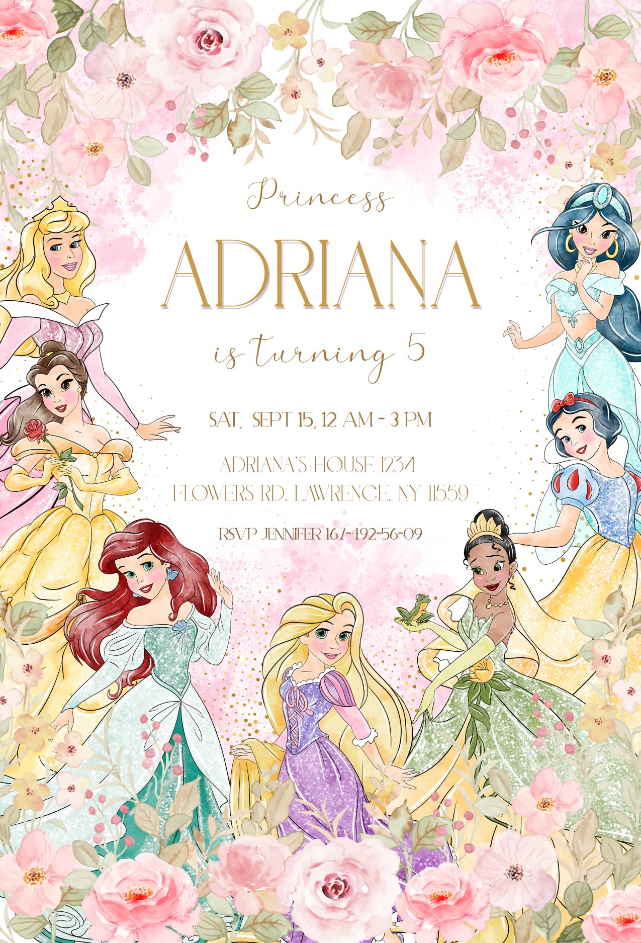 Princess Disney customizable invite template girl | instant download | Share or Print | AK183