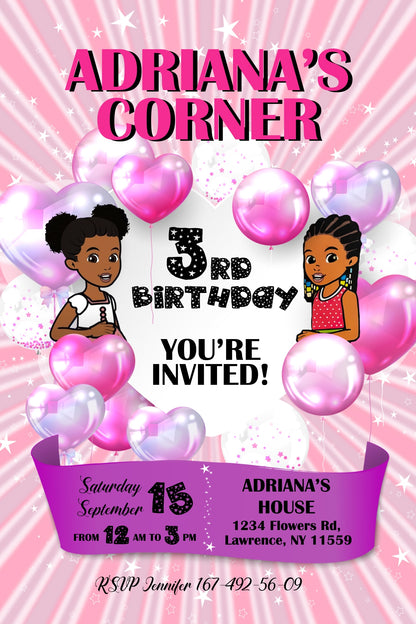 Gracie's Corner customizable invite template girl | instant download | Share or Print | ER412