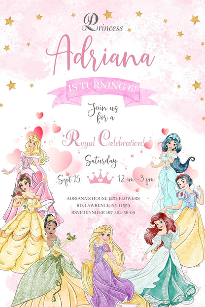 Princess Disney customizable invite template girl | instant download | Share or Print | IO587